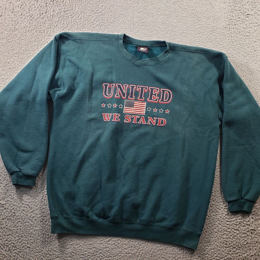 Vintage Starter Sweatshirt Men's XL Extra Large Teal Fleece USA United We Stand